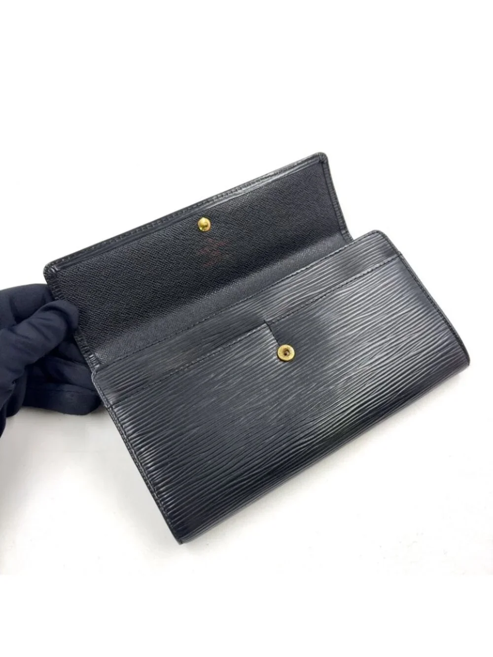 Louis Vuitton Pochette Porte-Monnaie Cles Epi Noir Leather Black Bifold Wallet